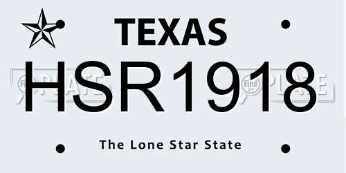 HSR1918 Texas License Plate