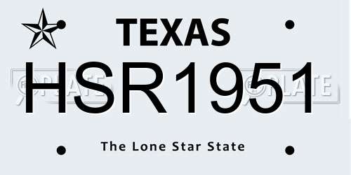 HSR1951 Texas License Plate
