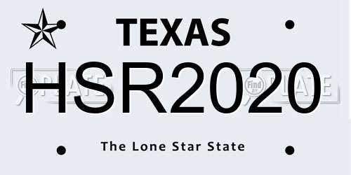 HSR2020 Texas License Plate