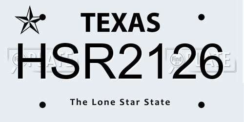 HSR2126 Texas License Plate