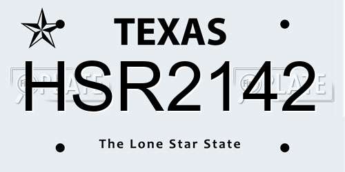 HSR2142 Texas License Plate