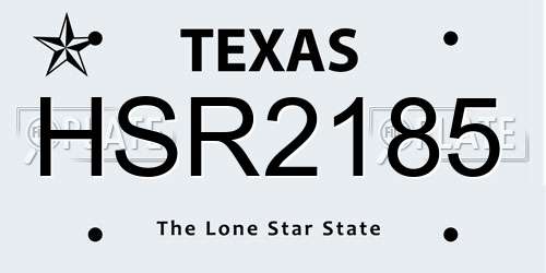 HSR2185 Texas License Plate