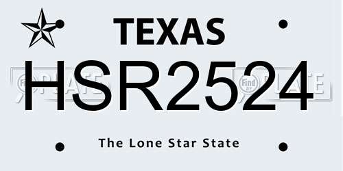HSR2524 Texas License Plate