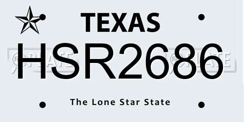 HSR2686 Texas License Plate
