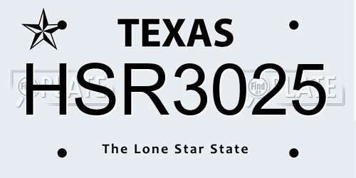 HSR3025 Texas License Plate