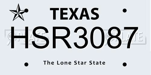 HSR3087 Texas License Plate
