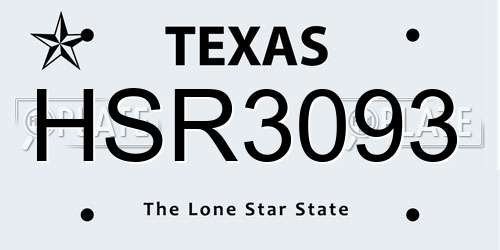 HSR3093 Texas License Plate
