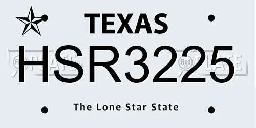 HSR3225 Texas License Plate