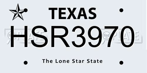 HSR3970 Texas License Plate