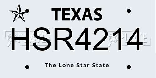 HSR4214 Texas License Plate