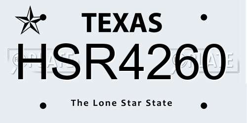 HSR4260 Texas License Plate