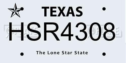 HSR4308 Texas License Plate