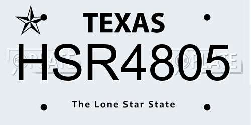 HSR4805 Texas License Plate