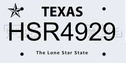 HSR4929 Texas License Plate