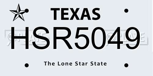 HSR5049 Texas License Plate