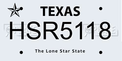 HSR5118 Texas License Plate