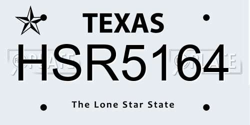 HSR5164 Texas License Plate