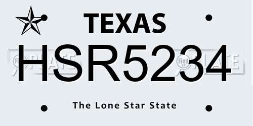 HSR5234 Texas License Plate