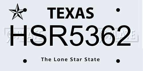 HSR5362 Texas License Plate
