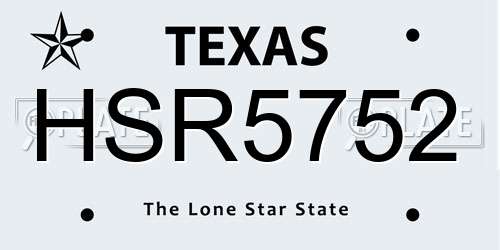 HSR5752 Texas License Plate