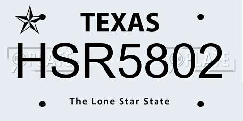 HSR5802 Texas License Plate