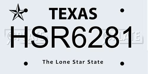 HSR6281 Texas License Plate