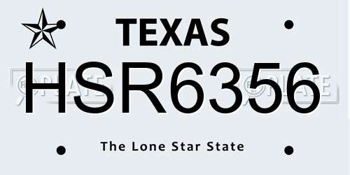 HSR6356 Texas License Plate