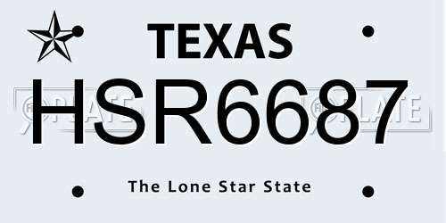 HSR6687 Texas License Plate