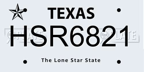 HSR6821 Texas License Plate