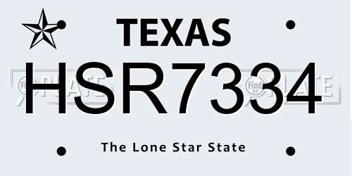 HSR7334 Texas License Plate