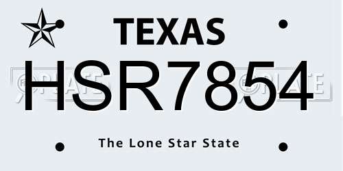 HSR7854 Texas License Plate