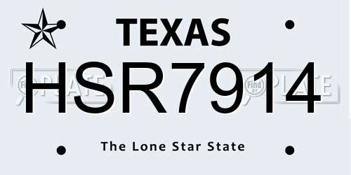 HSR7914 Texas License Plate