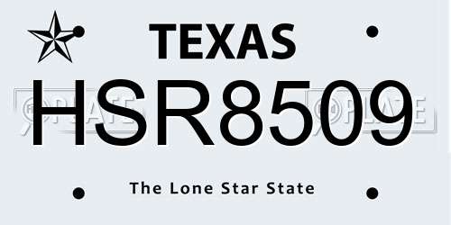 HSR8509 Texas License Plate