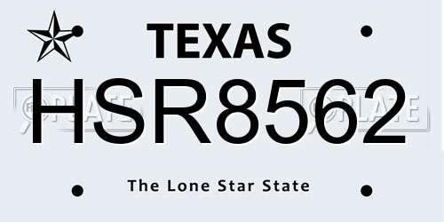 HSR8562 Texas License Plate