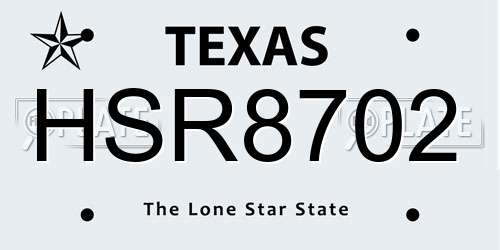 HSR8702 Texas License Plate