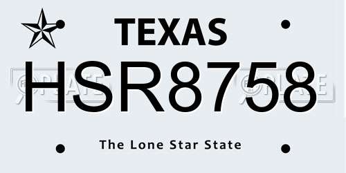 HSR8758 Texas License Plate