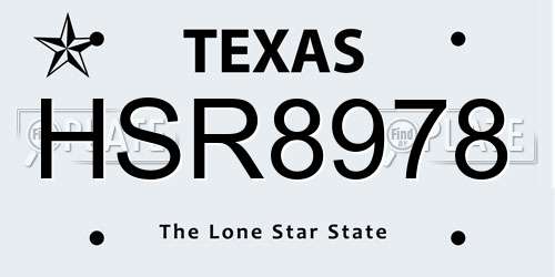 HSR8978 Texas License Plate