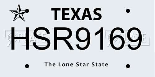 HSR9169 Texas License Plate