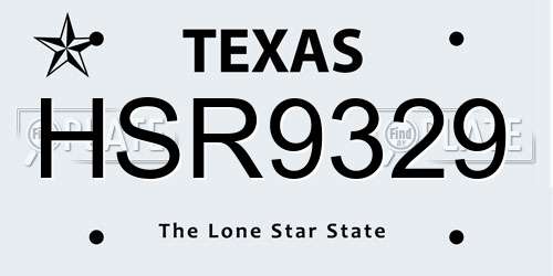 HSR9329 Texas License Plate