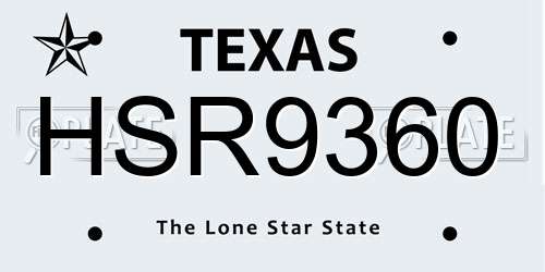HSR9360 Texas License Plate