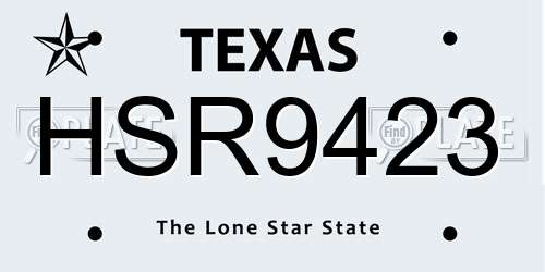 HSR9423 Texas License Plate