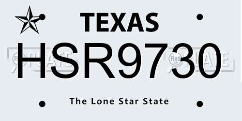 HSR9730 Texas License Plate