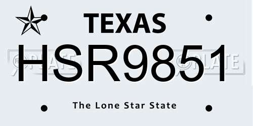 HSR9851 Texas License Plate