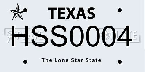 HSS0004 Texas License Plate