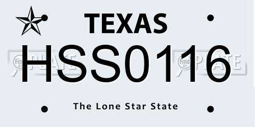 HSS0116 Texas License Plate