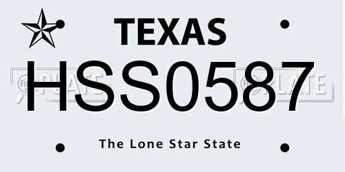HSS0587 Texas License Plate