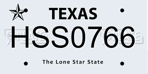 HSS0766 Texas License Plate