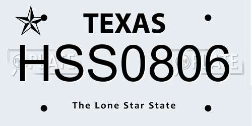 HSS0806 Texas License Plate