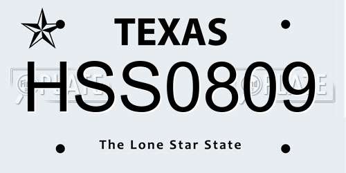 HSS0809 Texas License Plate