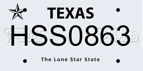 HSS0863 Texas License Plate